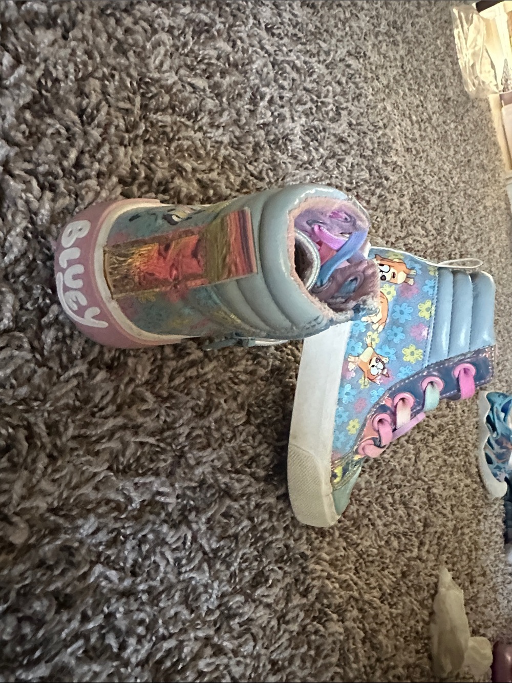 Bluey’s High-Top Sneakers in Pastel Blue & Pink - Cute Floral Design - Picture 3 of 6